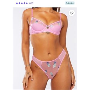 Savage X Fenty pink Tutti Fruity Embroidered set